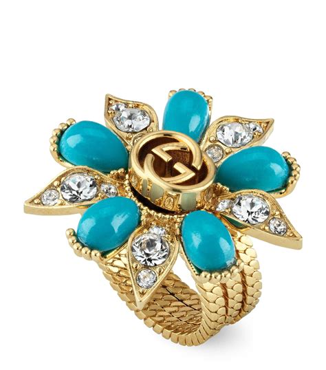 gucci flower ring dupe|gucci flower tuquise ring.